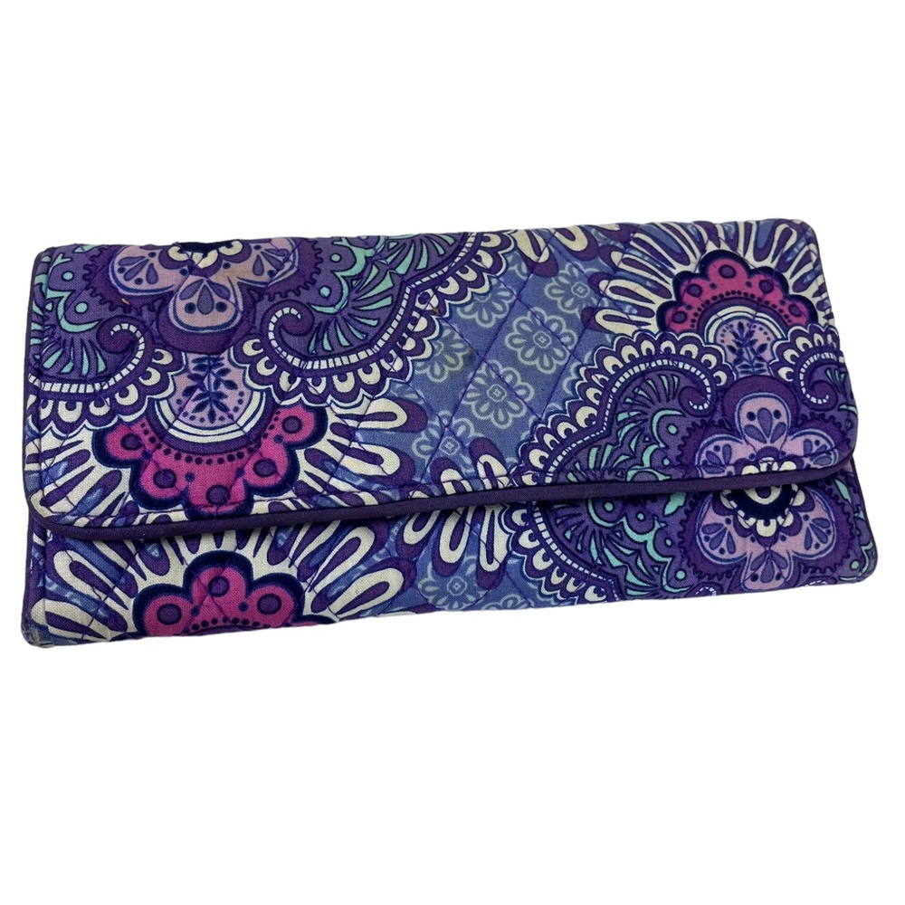 Purple Floral Quilted Wallet Clutch
